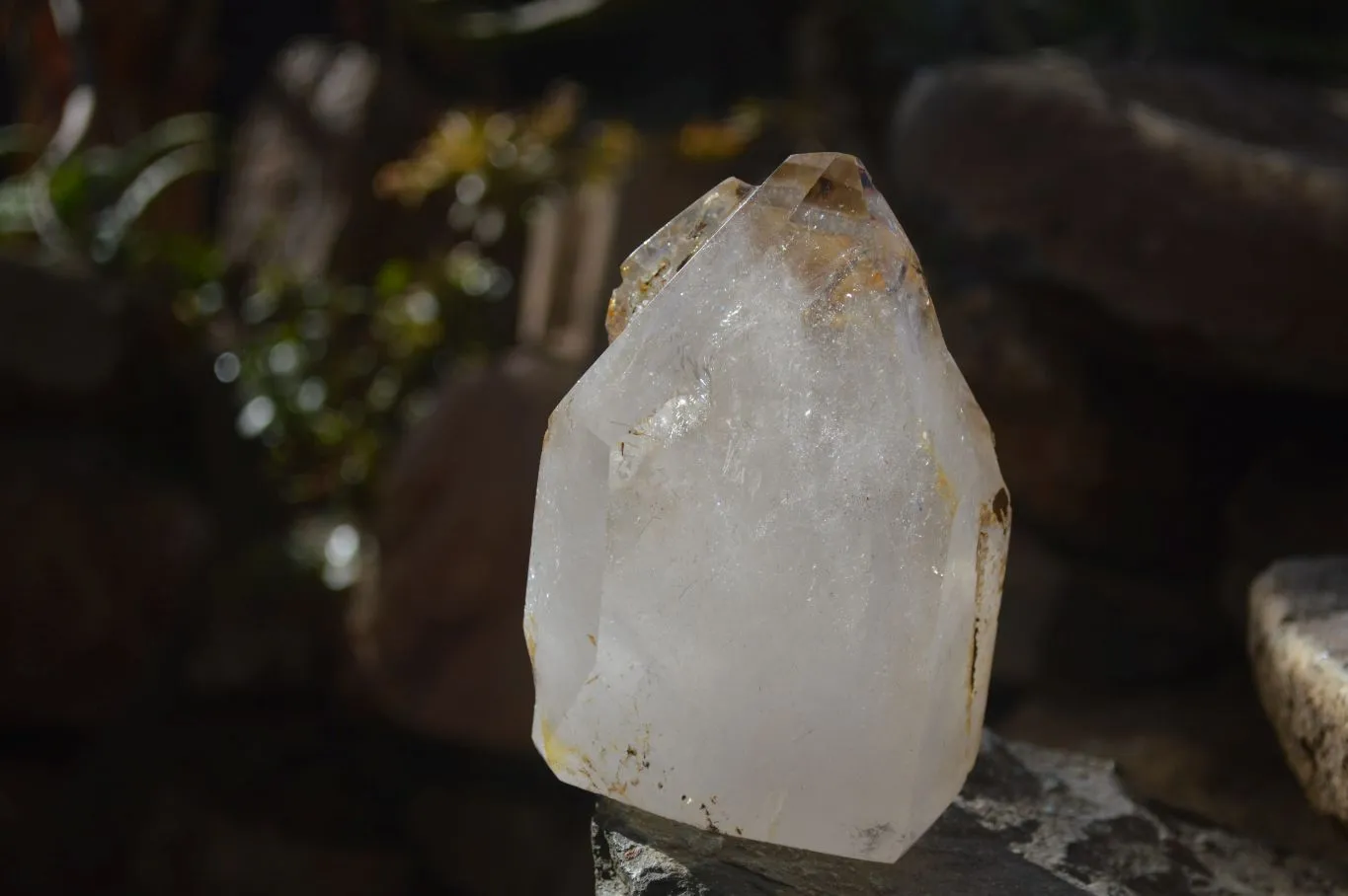 Polished Large Triple Headed Window Quartz Crystal x 1 From Madagascar